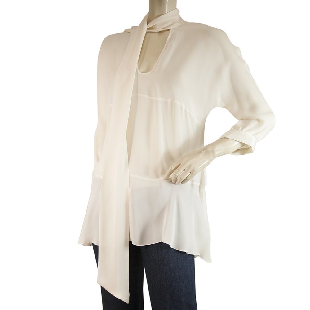 Dondup Off White Ecru 100% Silk Long Blouse Top